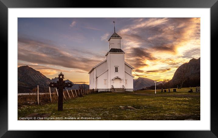 Gimsoy church at dawn Framed Mounted Print by Clive Ingram