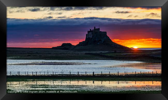 Dawn over Lindisfarne Castle Framed Print by Clive Ingram