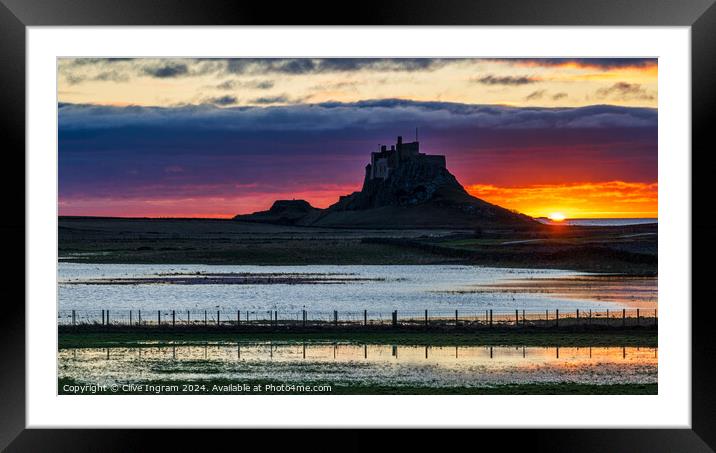 Dawn over Lindisfarne Castle Framed Mounted Print by Clive Ingram