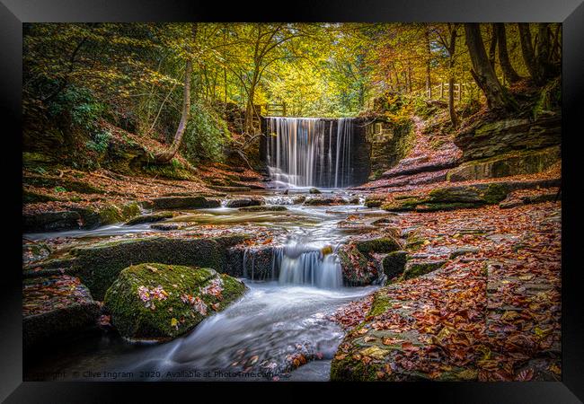 Autumn waterfall. Framed Print by Clive Ingram