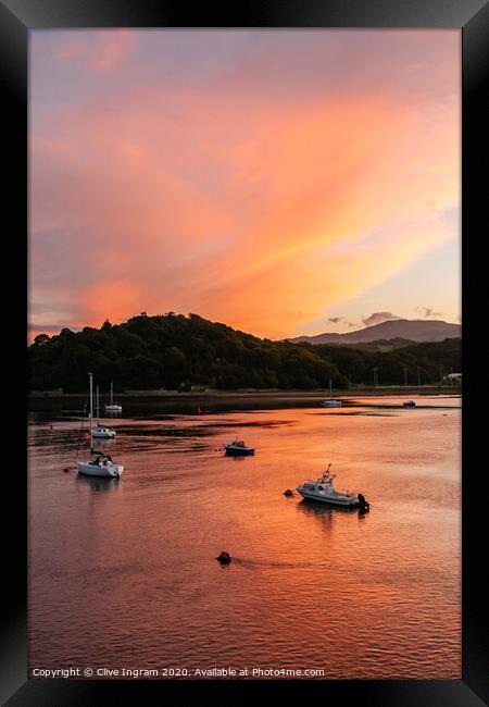 Majestic Welsh Sunset Framed Print by Clive Ingram
