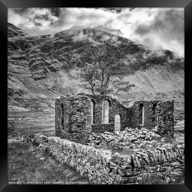 The ruined miner's chapel at Cwmorthin Framed Print by Clive Ingram