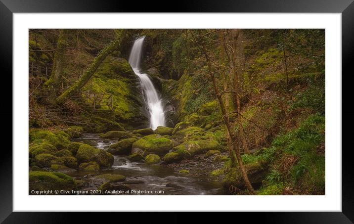 Dolgoch Waterfall in Wales Framed Mounted Print by Clive Ingram