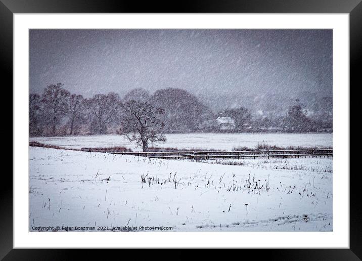 Winter snowfall on fields Framed Mounted Print by Peter Boazman