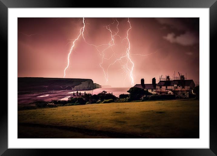 lighting over the Seven Warm Framed Mounted Print by Ben Russell