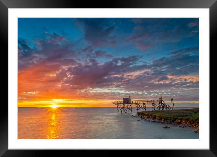 Gironde Estuary sunset on the sea Charente-Maritim Framed Mounted Print by Stephen Rennie