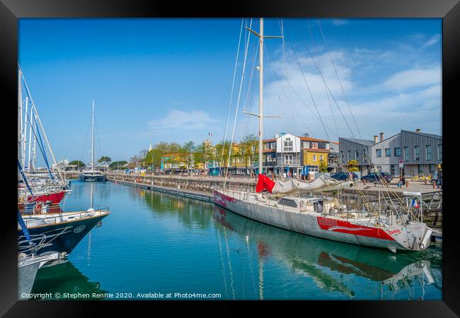 Yacht moored at quay in La Rochelle, France Framed Print by Stephen Rennie