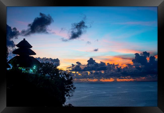Uluwatu Temple at Dusk Framed Print by Ben Griffin