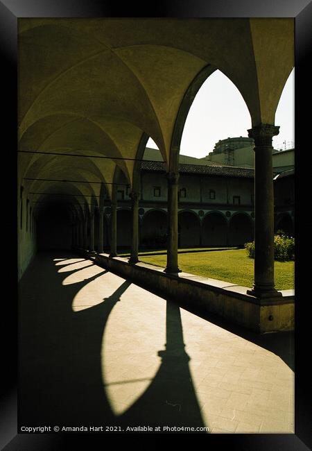 View across an Italian cloister Framed Print by Amanda Hart