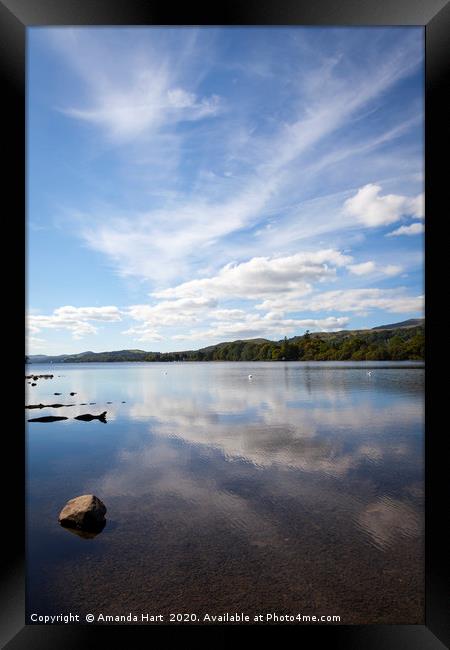 Reflection, Coniston Water, Lake District Framed Print by Amanda Hart