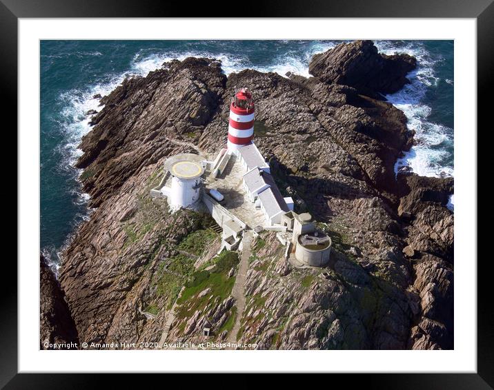 Aerial View of Casquets Lighthouse Framed Mounted Print by Amanda Hart