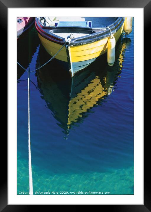 Boat Reflection Framed Mounted Print by Amanda Hart