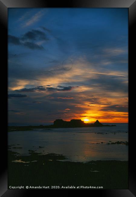 Sunset Clonque Bay, Alderney Framed Print by Amanda Hart