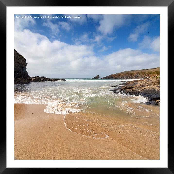 Incoming tide on a Cornish beach Framed Mounted Print by Amanda Hart