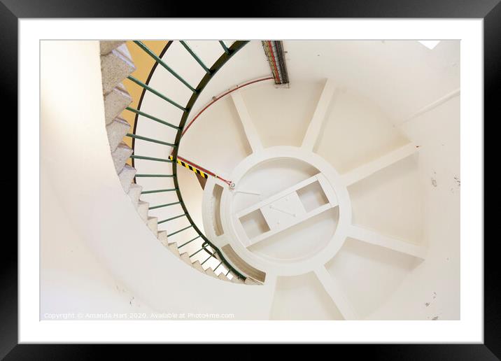 Spiral staircase inside a lighthouse Framed Mounted Print by Amanda Hart