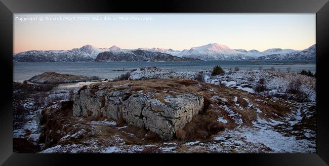 Mountain range in Norway Framed Print by Amanda Hart