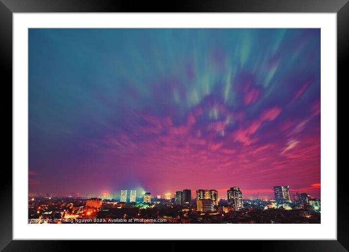 Twightlight with pink cloud Framed Mounted Print by Thang Nguyen