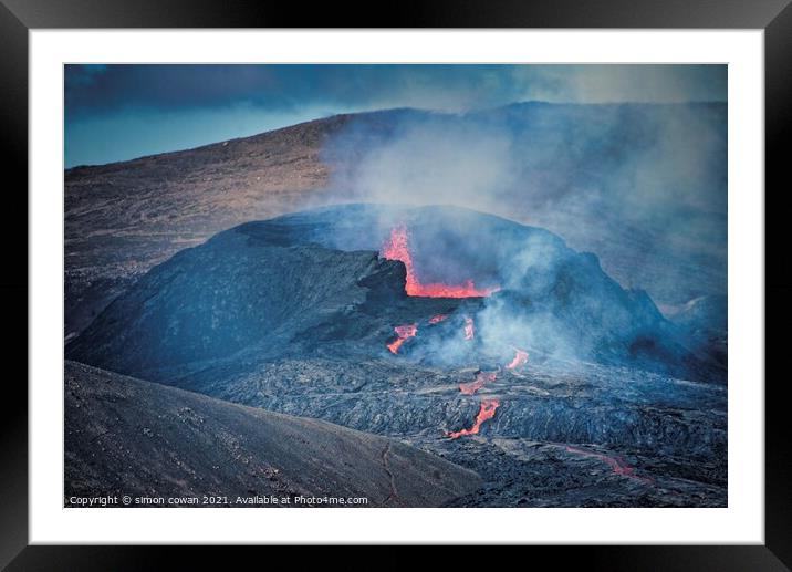 Iceland  Volcano 2021 Framed Mounted Print by simon cowan