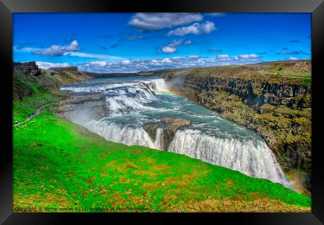 Gullfoss waterfall Iceland Framed Print by simon cowan