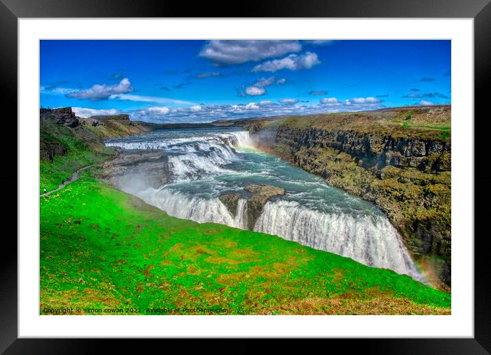 Gullfoss waterfall Iceland Framed Mounted Print by simon cowan