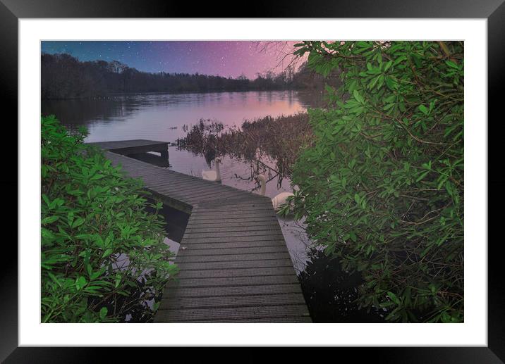 A night on the lake Framed Mounted Print by simon cowan