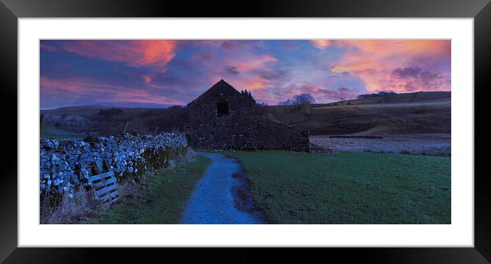 An Evening Walk along the Yorkshire Dales Framed Mounted Print by simon cowan