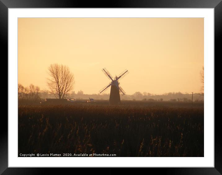 The Solitary Mill at Sunset  Framed Mounted Print by Lewis Platten