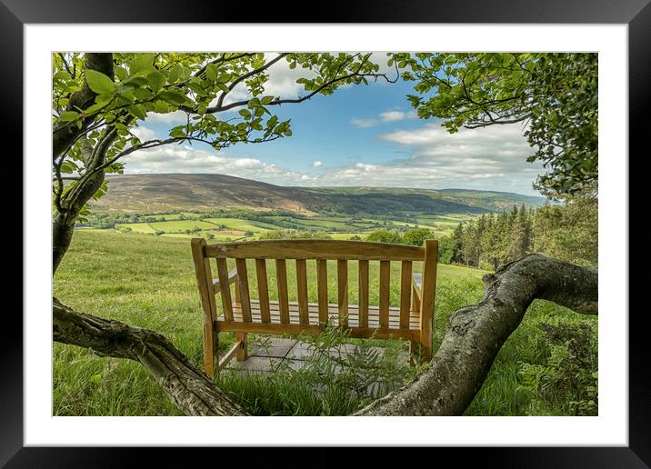 Panoramic view from Tom's Bench, Exmoor Framed Mounted Print by Shaun Davey