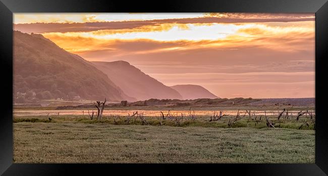 Late Summer Sunset Across Porlock Marsh Framed Print by Shaun Davey