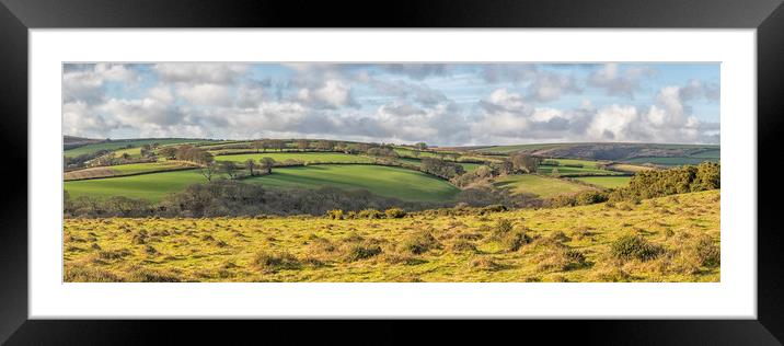 View over Wilmersham Farm and Pool Farm, Exmoor Framed Mounted Print by Shaun Davey