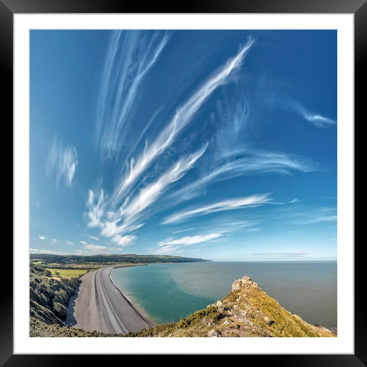 Cirrus clouds over Bossington Beach Framed Mounted Print by Shaun Davey