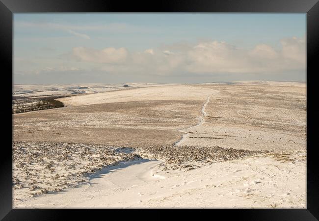 Snowy landscape around Dunkery Hill, Exmoor National Park Framed Print by Shaun Davey