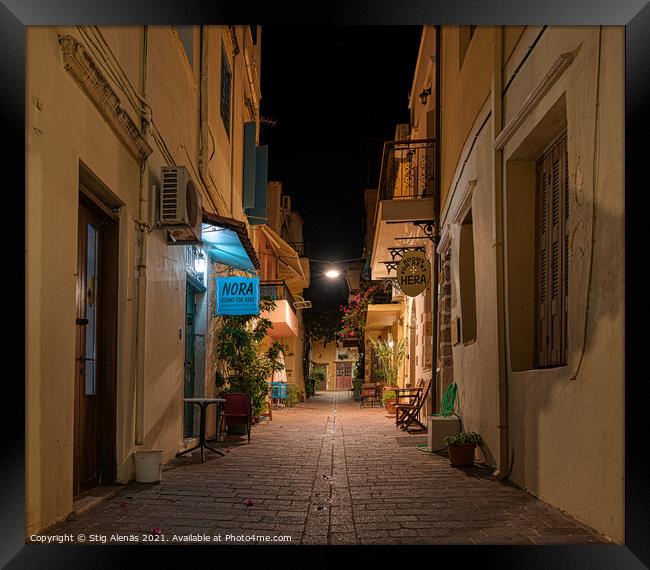 The Alley Michail Damaskinou in the old town of Chania, a street Framed Print by Stig Alenäs