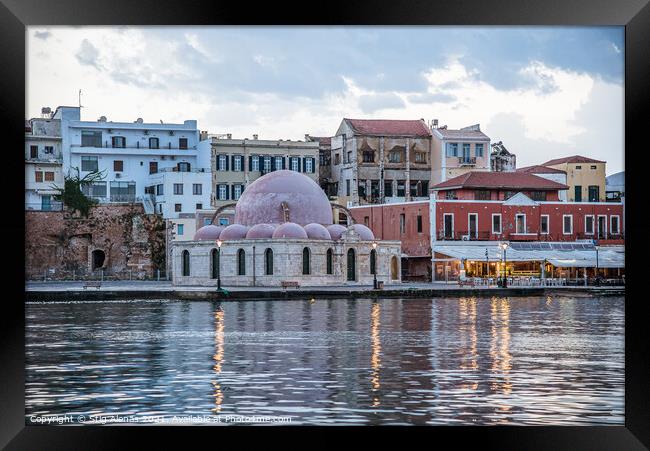 The Kucjk Hassan Mosque in the old harbour of Chania  Framed Print by Stig Alenäs