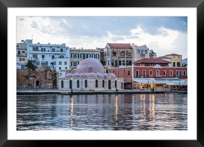 The Kucjk Hassan Mosque in the old harbour of Chania  Framed Mounted Print by Stig Alenäs