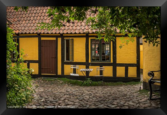 the courtyard behind H C andersen´s  childhood home in Odense Framed Print by Stig Alenäs