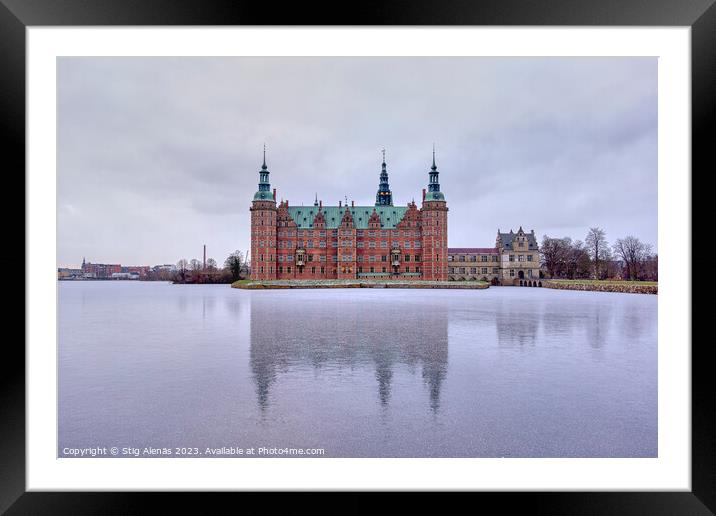 reflections in the ice of Frederiksborg castle  Framed Mounted Print by Stig Alenäs