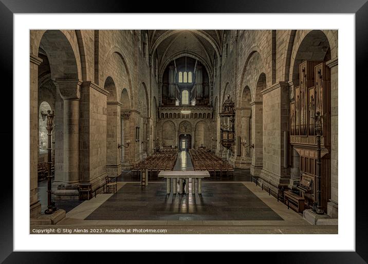 the interior of Lund Cathedral Framed Mounted Print by Stig Alenäs