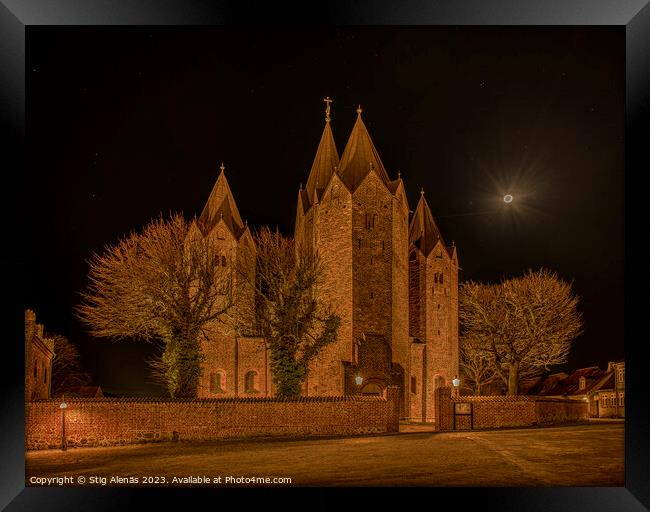 Entrence to Kalundborg Church of Our Lady at night Framed Print by Stig Alenäs