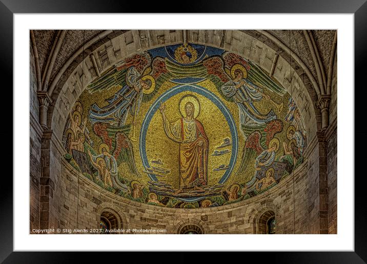 Christ on judgment day in Lund cathedral, Sweden Framed Mounted Print by Stig Alenäs
