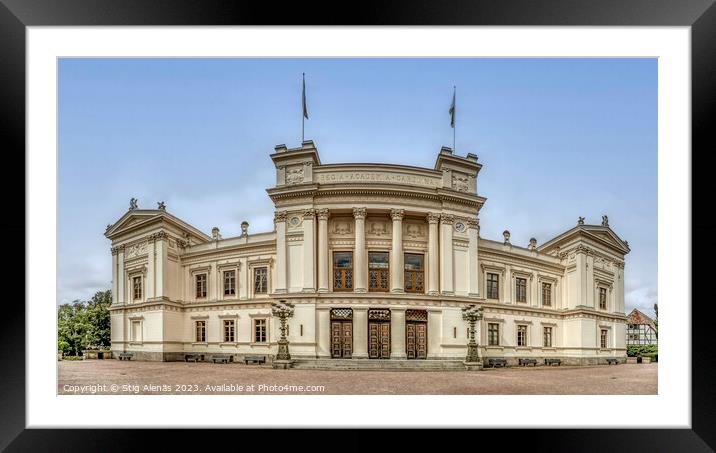 Curved panoramic view of the white Lund University building Framed Mounted Print by Stig Alenäs