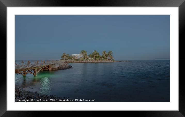 Egyptian villa situated on a small island with pal Framed Mounted Print by Stig Alenäs