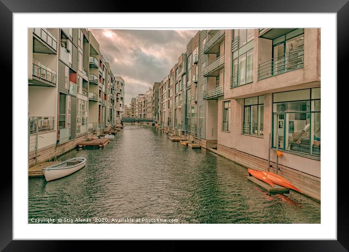Modern Apartments at the canal in the South Harbou Framed Mounted Print by Stig Alenäs