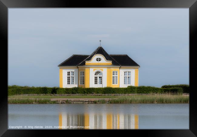 The yellow garden house at Taasinge Castle Framed Print by Stig Alenäs