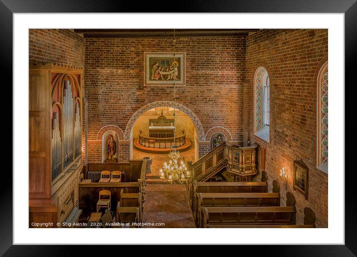 Interior of a medieval danish brick church Framed Mounted Print by Stig Alenäs