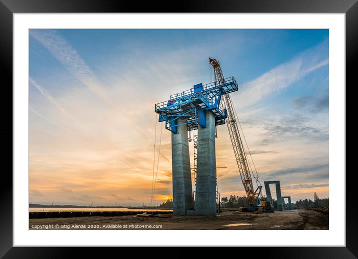 the cunstruction site of crown princess Mary´s bridge in Frederikssund Framed Mounted Print by Stig Alenäs