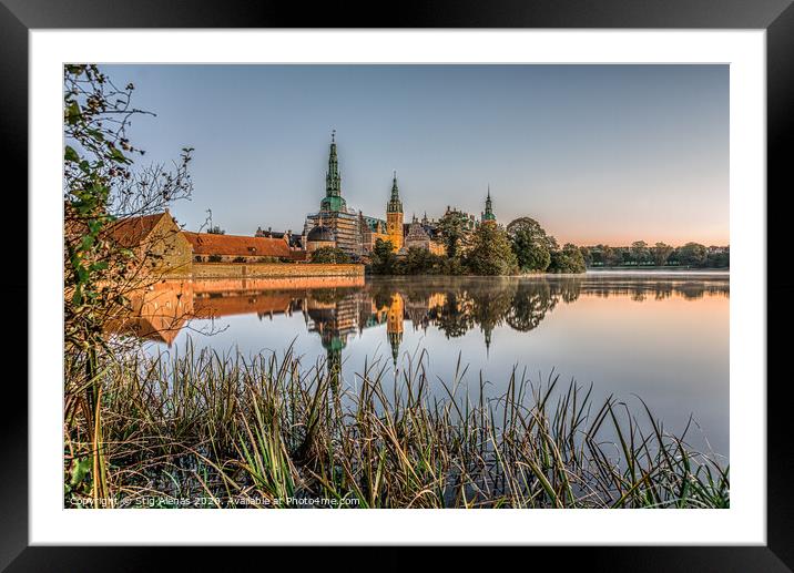 Frederiksborg Castle with reeds in the foreground  Framed Mounted Print by Stig Alenäs