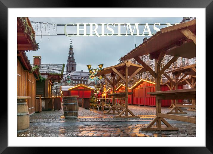 Christmas Market at Amagertorv Copenhagen Framed Mounted Print by Stig Alenäs