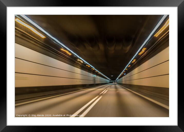 inside the tunnel between Malmo and Copenhagen Framed Mounted Print by Stig Alenäs