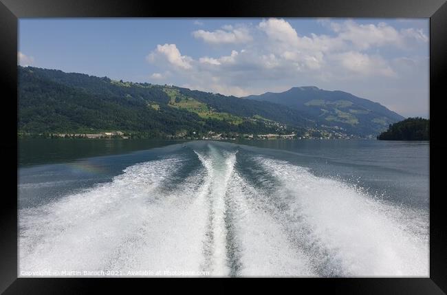 Speed boating at Lake Zug Framed Print by Martin Baroch